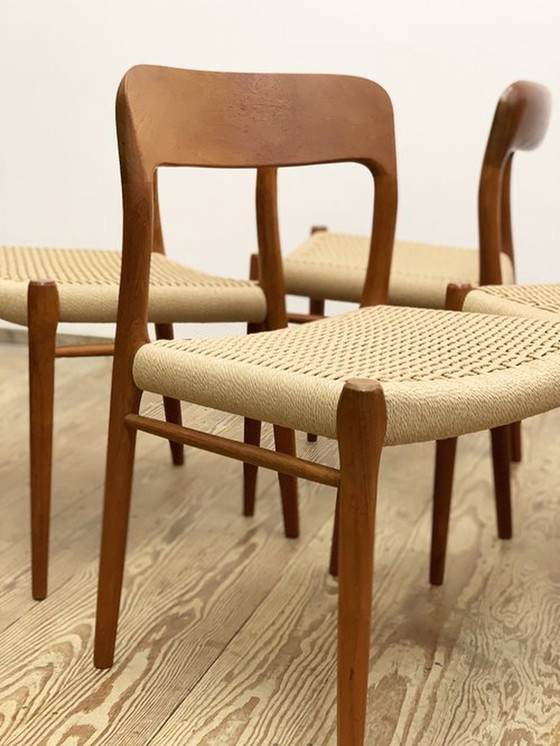 Image 1 of Mid Century Dining Chairs by Niels O. Møller for J.L. Mollers, Model 75, Set of 4 