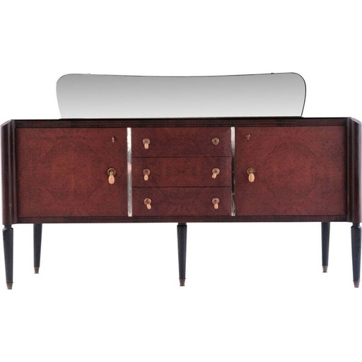 Vintage split wood veneer sideboard by Paolo buff, Italy 1960