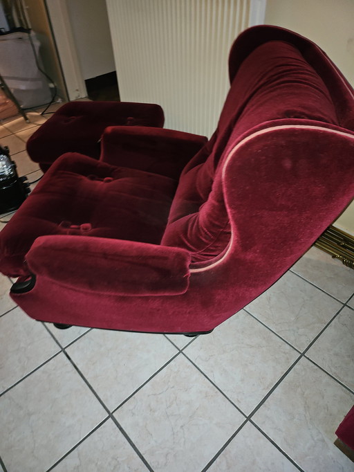 2 Jean Prevost Armchairs With Pouf