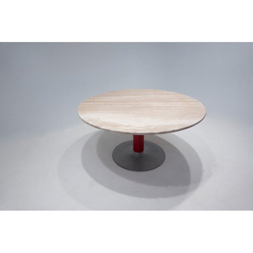Vintage travertine and metal table, Italy 1960s