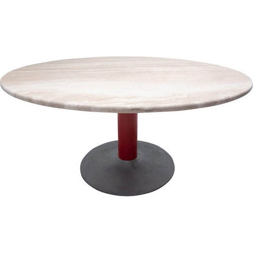 Vintage travertine and metal table, Italy 1960s