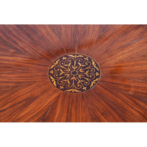 Vintage Austrian Biedermeier walnut folding round dining table, 1820s