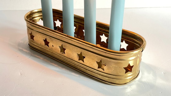 Image 1 of Portacandele a forma di stella in ottone vintage