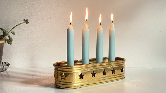 Image 1 of Portacandele a forma di stella in ottone vintage