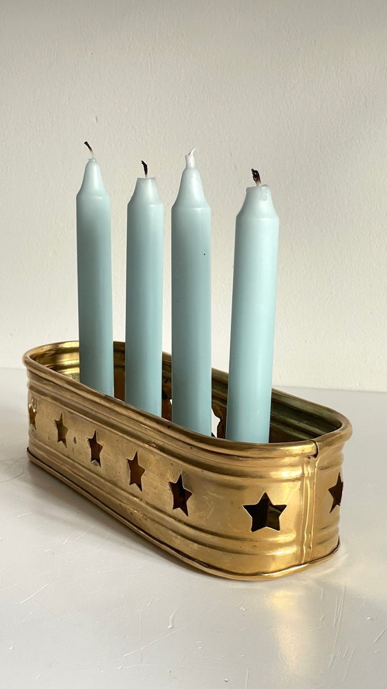 Image 1 of Portacandele a forma di stella in ottone vintage