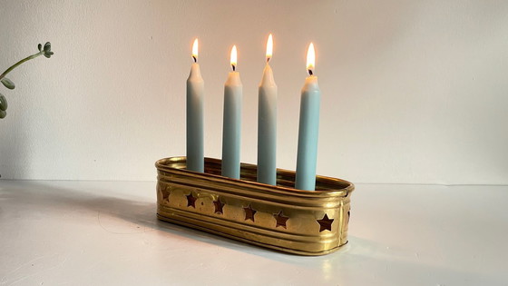 Image 1 of Portacandele a forma di stella in ottone vintage