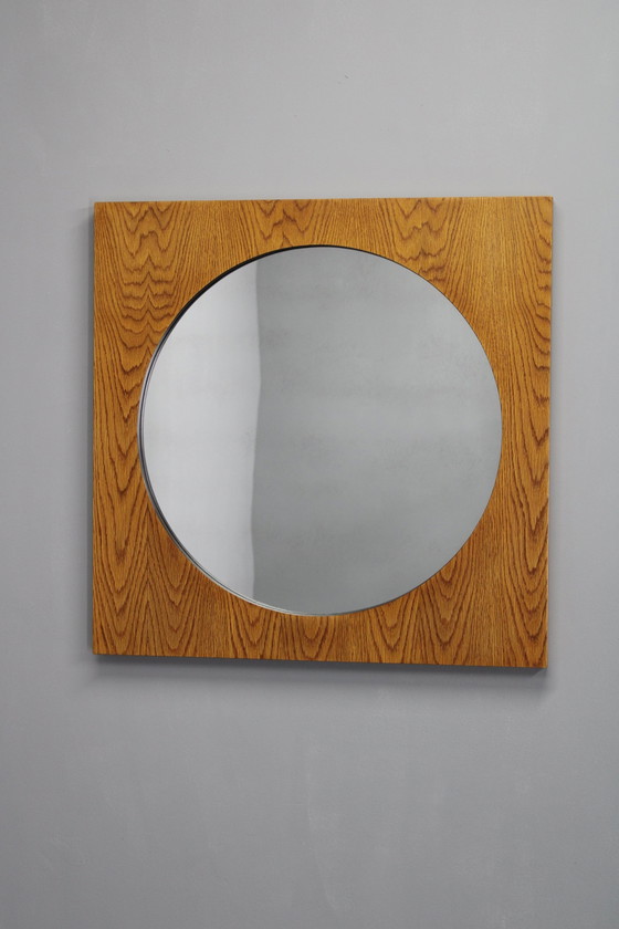 Image 1 of 1970S Pair Of Oak Large Square Mirrors, Czechoslovakia