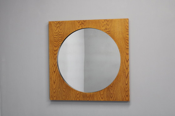 Image 1 of 1970S Pair Of Oak Large Square Mirrors, Czechoslovakia