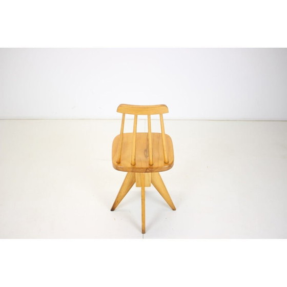 Image 1 of Mid century wood revolving armchair, Czechoslovakia 1970s