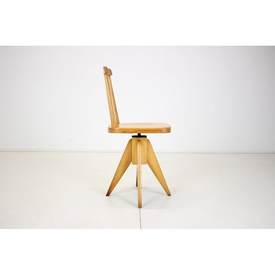 Image 1 of Mid century wood revolving armchair, Czechoslovakia 1970s