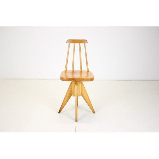 Image 1 of Mid century wood revolving armchair, Czechoslovakia 1970s