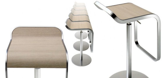 Image 1 of 2x Lapalma Lem S80 Barstool Light Oak And Stainless Steel