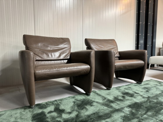 Image 1 of 2 Jori Angel Armchairs brown leather