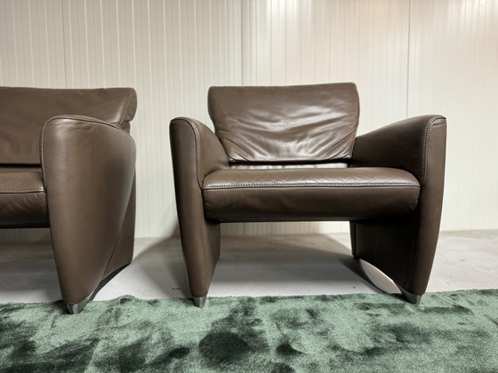 Image 1 of 2 Jori Angel Armchairs brown leather