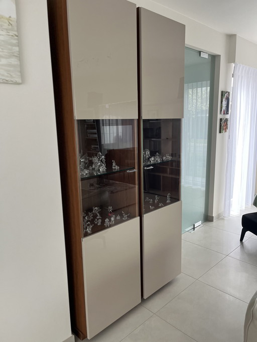 2x Display cases Walnut wood