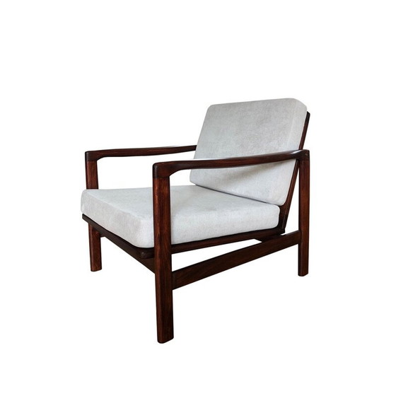 Image 1 of Pair of vintage Grey B-7752 beechwood armchairs by Zenon Bączyk for Swarzędzkie Fabryki Mebli, Poland 1960