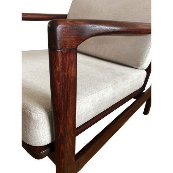 Image 1 of Pair of vintage Grey B-7752 beechwood armchairs by Zenon Bączyk for Swarzędzkie Fabryki Mebli, Poland 1960