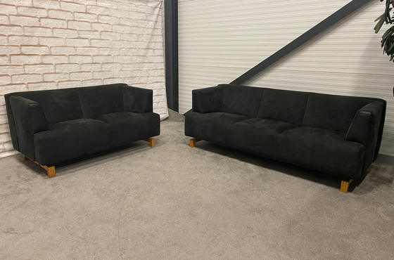 Image 1 of 3+2-Seater Leolux Vintage Style Suede/Leather Fabric Sofa Set