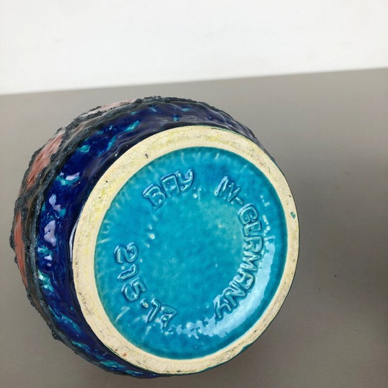 Image 1 of Coppia di vasi vintage in ceramica lavica multicolore di Bay Ceramics