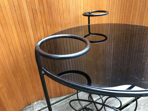 Image 1 of Black Opaline Round Coffee Table 1950