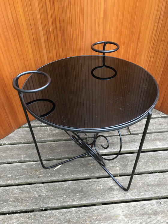 Image 1 of Black Opaline Round Coffee Table 1950