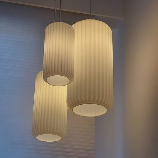 Louis Kalff Philips Triple Pendant Opaline