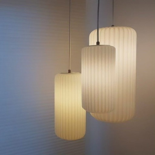 Louis Kalff Philips Triple Pendant Opaline