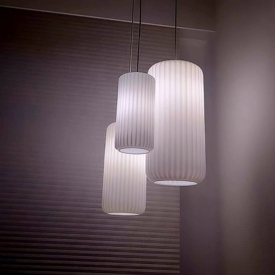 Image 1 of Louis Kalff Philips Triple Pendant Opaline