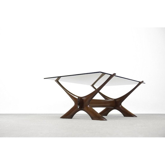 Image 1 of Scandinavian vintage walnut coffee table by Fredrik Schriever-Abeln for Örebro Glass, Sweden 1960