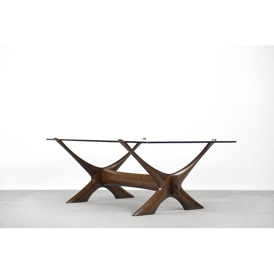Image 1 of Scandinavian vintage walnut coffee table by Fredrik Schriever-Abeln for Örebro Glass, Sweden 1960