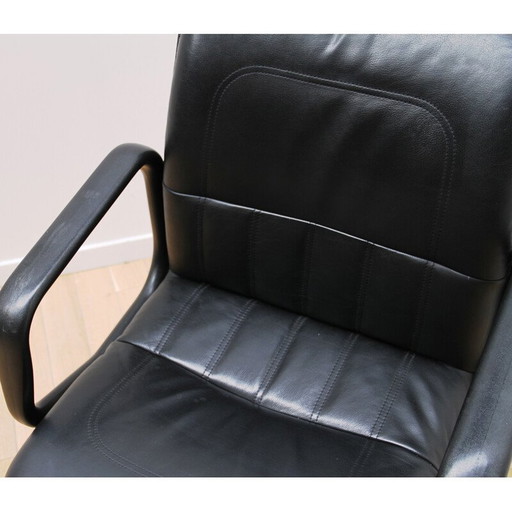 Vintage Cider office armchair in black plastic and black leather
