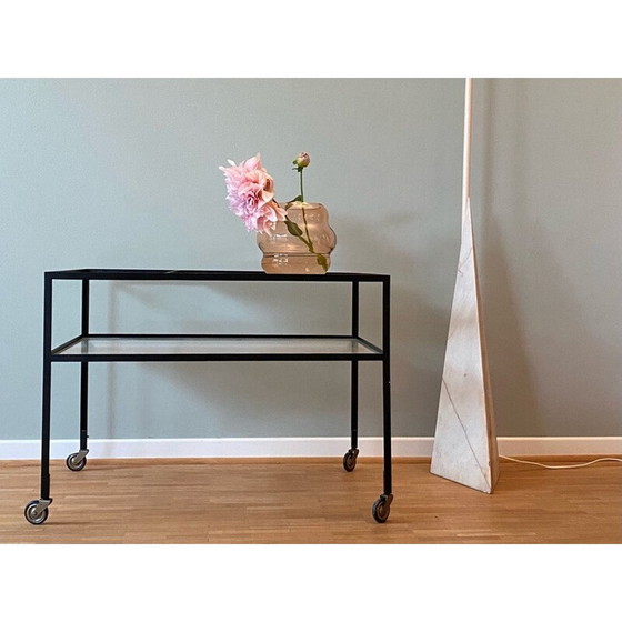 Image 1 of Vintage black metal bar carts by Herbert Hirche for Christian Holzäpfel KG, Germany 1960