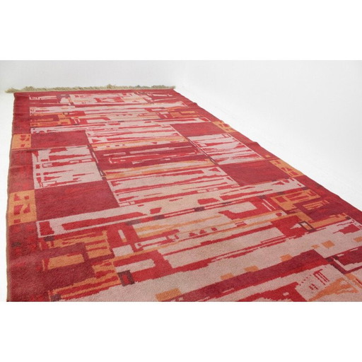 Vintage carpet with geometric patterns, Czechoslovakia 1950