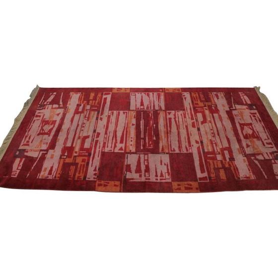 Image 1 of Vintage carpet with geometric patterns, Czechoslovakia 1950