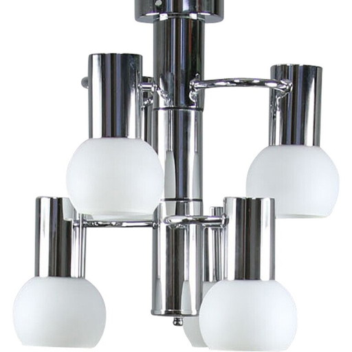 Vintage chrome and opal chandelier, Italy