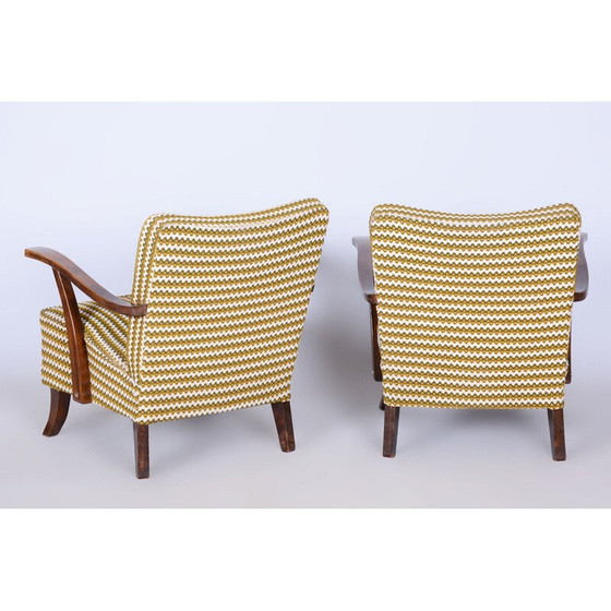 Image 1 of Pair of vintage Art Deco armchairs in solid beech, Czechoslovakia 1920