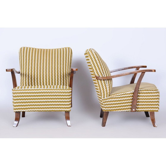 Image 1 of Pair of vintage Art Deco armchairs in solid beech, Czechoslovakia 1920