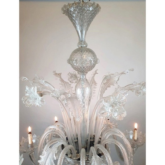 Image 1 of Lampadario vintage in vetro di Murano con 12 bracci di luce, Italia