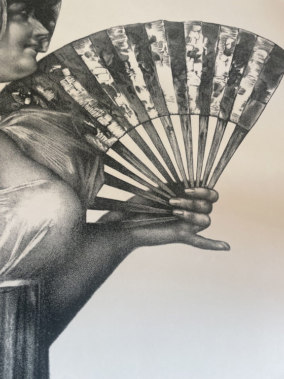 Image 1 of Uknown, Lithography, Lady with Fan, 