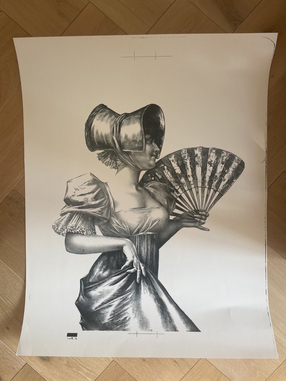 Image 1 of Uknown, Lithography, Lady with Fan, 