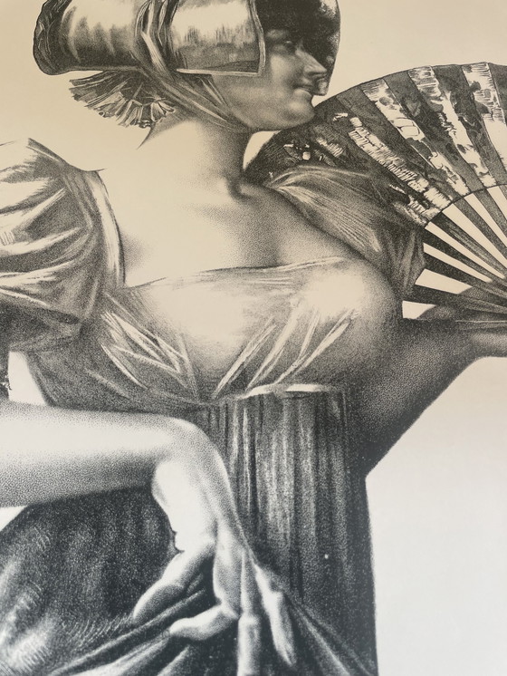 Image 1 of Uknown, Lithography, Lady with Fan, 