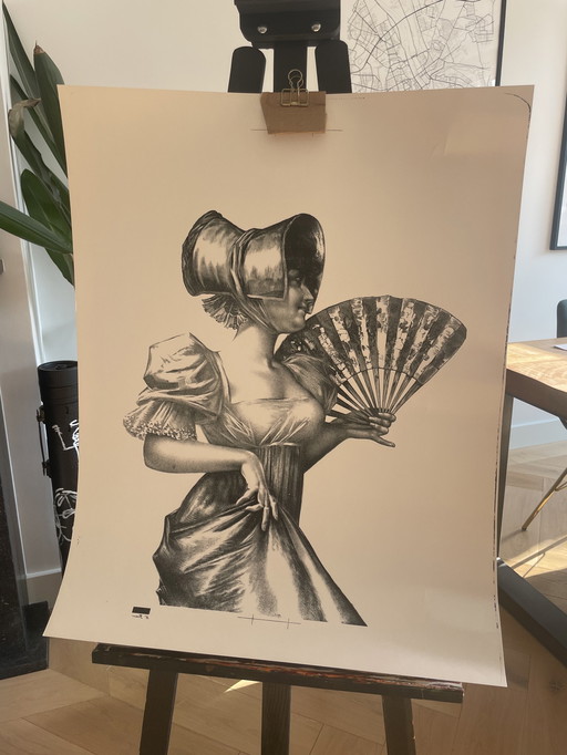 Uknown, Lithography, Lady with Fan, 