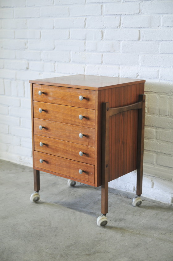 Image 1 of Vintage chest of drawers on wheels
