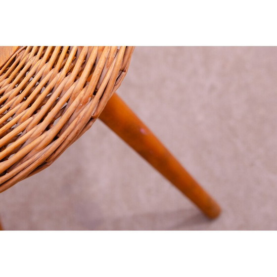 Image 1 of Vintage rattan stool by Jan Kalous for Úluv, Czechoslovakia 1960