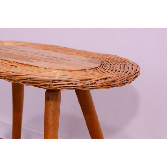 Image 1 of Vintage rattan stool by Jan Kalous for Úluv, Czechoslovakia 1960