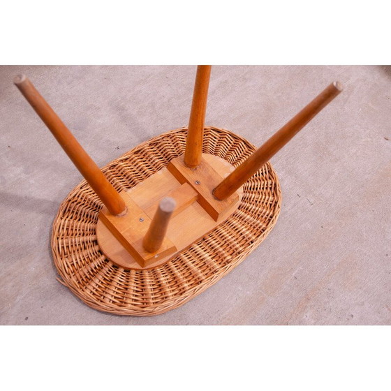Image 1 of Vintage rattan stool by Jan Kalous for Úluv, Czechoslovakia 1960