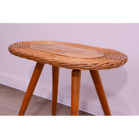 Image 1 of Vintage rattan stool by Jan Kalous for Úluv, Czechoslovakia 1960