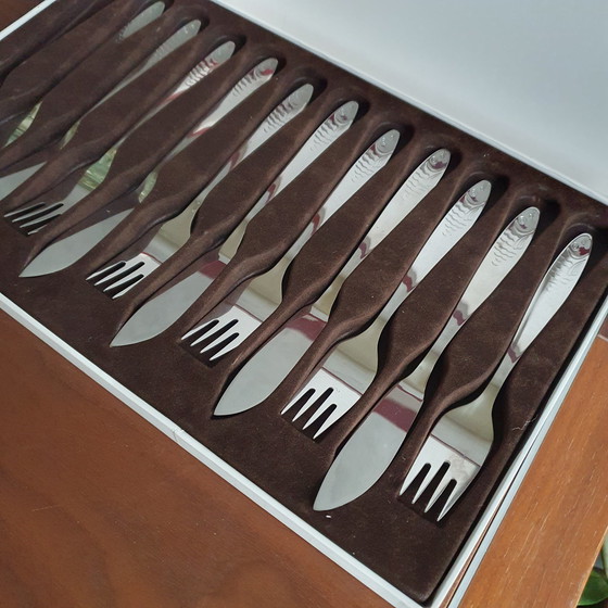 Image 1 of Fish Cutlery 1970s From Cromargan 5-Piece New In Box