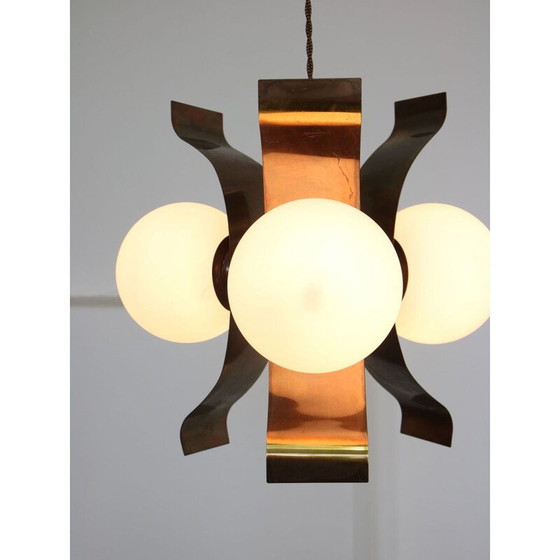 Image 1 of Vintage minimalist copper chandelier, 1970s