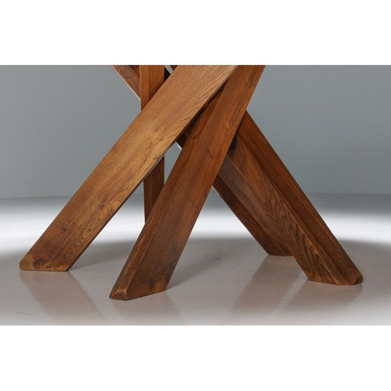 Image 1 of Vintage T21 elmwood dining table by Pierre Chapo, France 1973